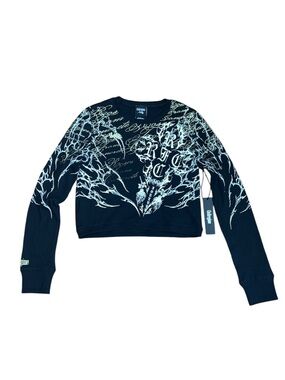 Civil Regime Cropped Longsleeve Ribbed Black Shirt Women’s Size: Large NWT